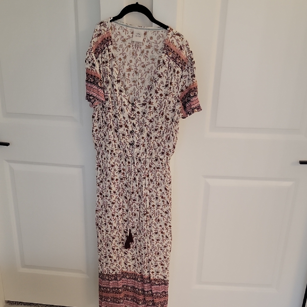 Knox Rose Pink and Cream Floral Maxi Dress
